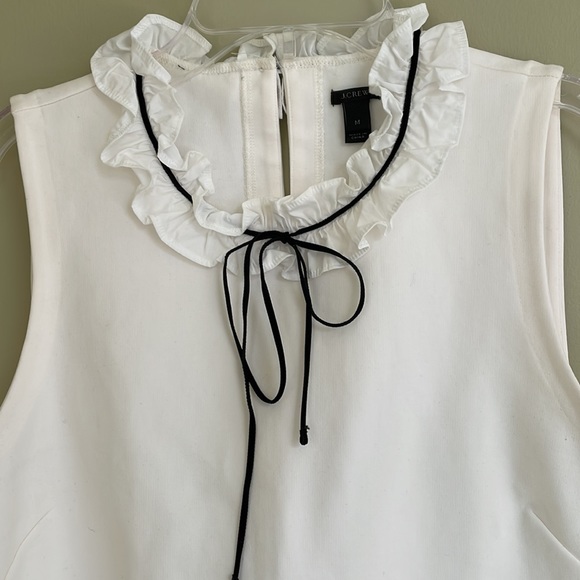 J.Crew Top Off White Ruffles Black Lace Size M - Picture 2 of 8